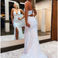 Mermaid / Trumpet Prom Dresses Sparkle & Shine Dress Formal Wedding Party Court Train Sleeveless V Neck Sequined Backless