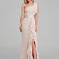 Sheath / Column Bridesmaid Dress One Shoulder Sleeveless Elegant Long Length Chiffon