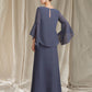 A-Line Mother of the Bride Dress Plus Size Elegant Jewel Neck Ankle Length Chiffon Long Sleeve