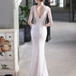 Mermaid / Trumpet Prom Dresses Elegant Dress Formal Floor Length Sleeveless V Neck Sequined