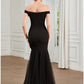 Mermaid / Trumpet Evening Gown Elegant Dress Party Wear Floor Length Sleeveless Off Shoulder Polyester