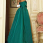 A-Line Evening Gown Vintage Dress Engagement Sweep / Brush Train Sleeveless Strapless Satin with Sleek