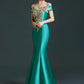 Mermaid / Trumpet Mother of the Bride Dress Elegant Off Shoulder Floor Length Satin Short Sleeve