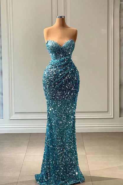 Mermaid / Trumpet Evening Gown Sparkle & Shine Dress Prom Floor Length Sleeveless Cowl Neck Sequined