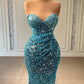 Mermaid / Trumpet Evening Gown Sparkle & Shine Dress Prom Floor Length Sleeveless Cowl Neck Sequined