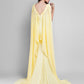 Sheath / Column Elegant Dress Wedding Guest Prom Court Train Sleeveless Plunging Neck Georgette V Back with Criss Cross Side