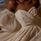 Beach Sparkle & Shine Wedding Dresses A-Line Off Shoulder Short Sleeve Floor Length Sequined Bridal Gowns