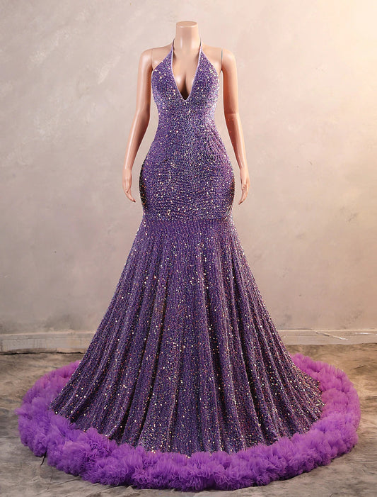 Mermaid / Trumpet Evening Gown Sparkle & Shine Dress Carnival Black Tie Gala Floor Length Sleeveless Spaghetti Strap The Great Gatsby Sequined