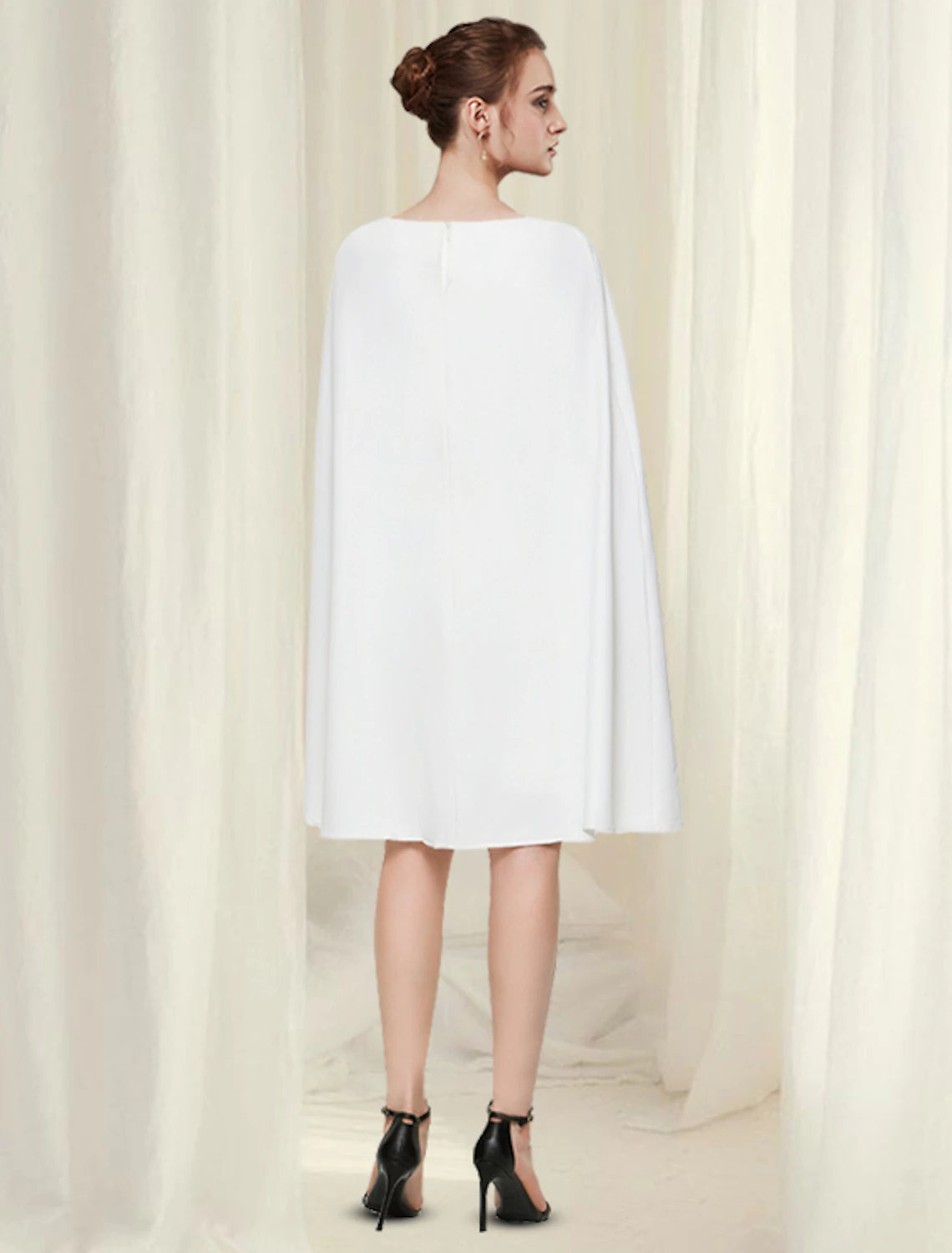 Sheath / Column Cocktail Dresses Minimalist Dress Party Wear Wedding Guest Knee Length Sleeveless Jewel Neck Chiffon