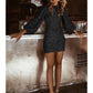 Sheath / Column Cocktail Dresses Party Dress Christmas Short / Mini Long Sleeve Jewel Neck Sequined with Sequin