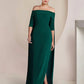 Sheath / Column Mother of the Bride Dress Formal Wedding Guest Elegant Strapless Floor Length Stretch Fabric Half Sleeve