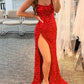 Mermaid / Trumpet Prom Dresses Sparkle & Shine Dress Wedding Guest Party Wear Floor Length Sleeveless Spaghetti Strap Sequined with Sequin