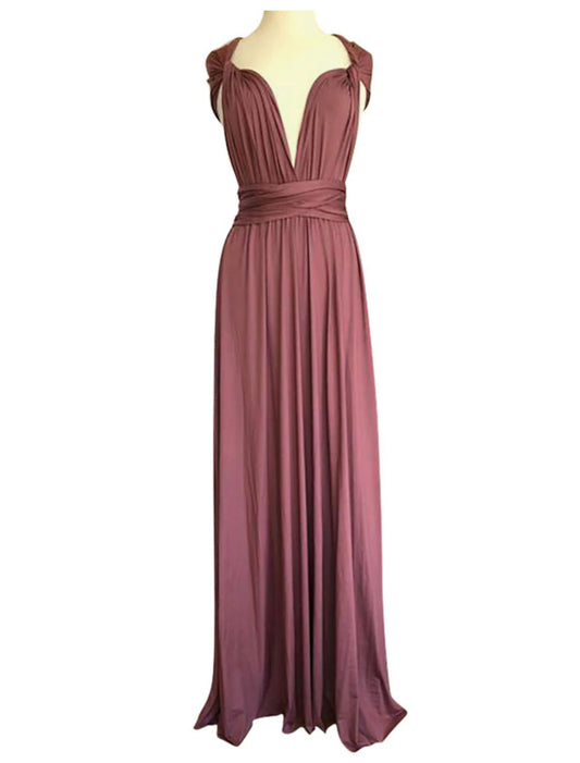 Sheath / Column Bridesmaid Dress Cross Front / V Neck Sleeveless Elegant Floor Length Spandex with Draping