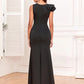 Mermaid / Trumpet Evening Gown Elegant Dress Evening Party Prom Floor Length Sleeveless Square Neck Fall Wedding Reception Polyester