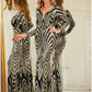 Mermaid / Trumpet Evening Gown Sparkle & Shine Dress Formal Floor Length Long Sleeve V Neck Detachable Polyester with Sequin