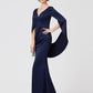 Mermaid / Trumpet V Neck Floor Length Polyester Mother of the Bride Dress Pure Color