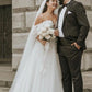 Wedding Dress Off The Shoulder A Line Lace Tulle Bridal Dress Floor Length Elegant