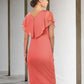 Sheath / Column Mother of the Bride Dress Elegant V Neck Knee Length Chiffon Short Sleeve