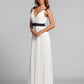 Sheath / Column V Neck Floor Length Georgette Bridesmaid Dress with Sash