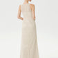 Sheath / Column Mother of the Bride Dress Elegant See Through Illusion Neck Floor Length Lace Sleeveless with Crystals