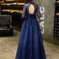 A-Line Evening Gown Beautiful Back Dress Wedding Guest Floor Length Half Sleeve V Neck Lace