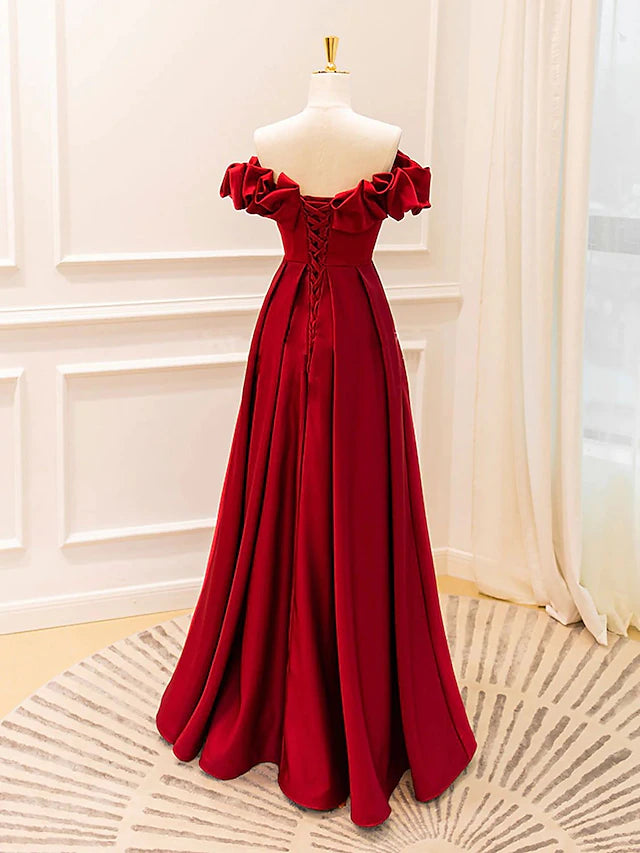 Ball Gown A-Line Evening Gown Empire Dress Prom Floor Length Sleeveless V Neck Jersey