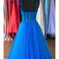 A-Line Prom Dresses Glittering Dress Formal Floor Length Sleeveless Spaghetti Strap Tulle Backless with Pleats