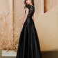 Evening Gown Luxurious Dress Wedding Guest Engagement Floor Length Short Sleeve Jewel Neck Pocket Satin with Beading Lace Insert Pocket