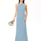 Sheath / Column Bridesmaid Dress Jewel Neck Sleeveless Elegant Floor Length Chiffon