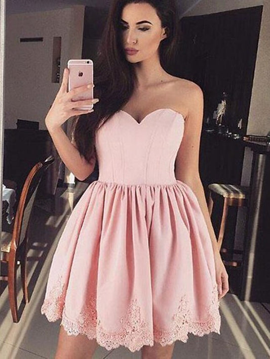 Ball Gown A-Line Homecoming Dresses Minimalist Dress Cocktail Party Short / Mini Sleeveless Strapless Italy Satin