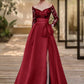 Sheath / Column Evening Gown High Split Dress Formal Wedding Guest Sweep / Brush Train 3/4 Length Sleeve Off Shoulder Charmeuse with Bow(s)