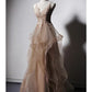 A-Line Prom Dresses Sexy Dress Formal Floor Length Sleeveless Spaghetti Strap Lace with Ruffles