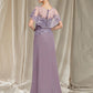 Sheath / Column Mother of the Bride Dress Elegant Jewel Neck Sweep / Brush Train Chiffon Lace Sleeveless with Ruffles