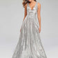 A-Line Prom Dresses Sparkle Dress Wedding Guest Floor Length Sleeveless V Neck Polyester V Back