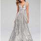 A-Line Prom Dresses Sparkle Dress Wedding Guest Engagement Floor Length Sleeveless V Neck Polyester V Back