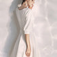 Reception Little White Dresses Wedding Dresses A-Line V Neck Half Sleeve Knee Length Stretch Fabric Bridal Gowns