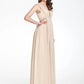 A-Line Bridesmaid Dress V Neck Sleeveless Beautiful Back Floor Length Chiffon with Pleats / Beading