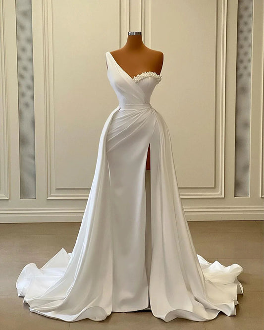Mermaid / Trumpet Evening Gown Sexy Dress Formal Sweep / Brush Train Sleeveless One Shoulder with Ruched