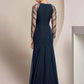 Sheath / Column Mother of the Bride Dress Wedding Guest Vintage Elegant V Neck Floor Length Chiffon Long Sleeve with Pleats