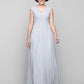 A-Line Mother of the Bride Dress Elegant V Neck Floor Length Chiffon Sleeveless with Criss Cross