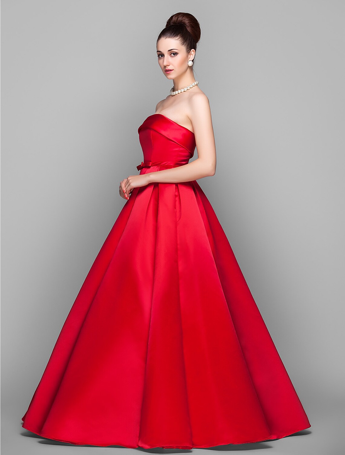 Ball Gown Elegant Dress Quinceanera Floor Length Sleeveless Strapless Satin