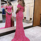 Mermaid / Trumpet Prom Dresses Sparkle & Shine Dress Formal Sweep / Brush Train Sleeveless One Shoulder Sequined with Sequin