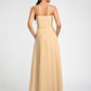 Sheath High Neck Floor Length Chiffon Bridesmaid Dress with Draping