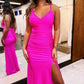 A-Line Prom Dresses Minimalist Dress Party Wear Sweep / Brush Train Sleeveless Spaghetti Strap Satin