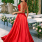 A-Line Bridesmaid Dress Spaghetti Strap Sleeveless Sexy Floor Length Charmeuse with Pleats