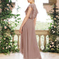 A-Line Bridesmaid Dress V Neck Short Sleeve Elegant Asymmetrical / Ankle Length Chiffon with Sash / Ribbon