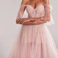 A-Line Elegant Engagement Formal Evening Dress Sweetheart Neckline Sleeveless Court Train Tulle with Bow(s)