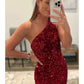 Mermaid / Trumpet Prom Dresses Sexy Dress Formal Floor Length Sleeveless One Shoulder Sequined Backless