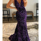 Mermaid / Trumpet Prom Dresses Sparkle &amp; Shine Dress Formal Sweep / Brush Train Sleeveless V Neck Sequined Backless