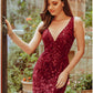 Mermaid / Trumpet Sparkle Sexy Prom Formal Evening Valentine's Day Dress V Neck V Back Sleeveless Floor Length Tulle with Sequin